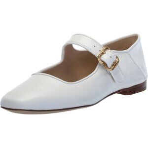 Sam Edelman Womens Bright White Leather Michaela Mary Jane Ballet Flat Shoes